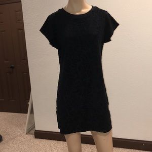 Lands End Cover Up Terry Dress Black SZ Small